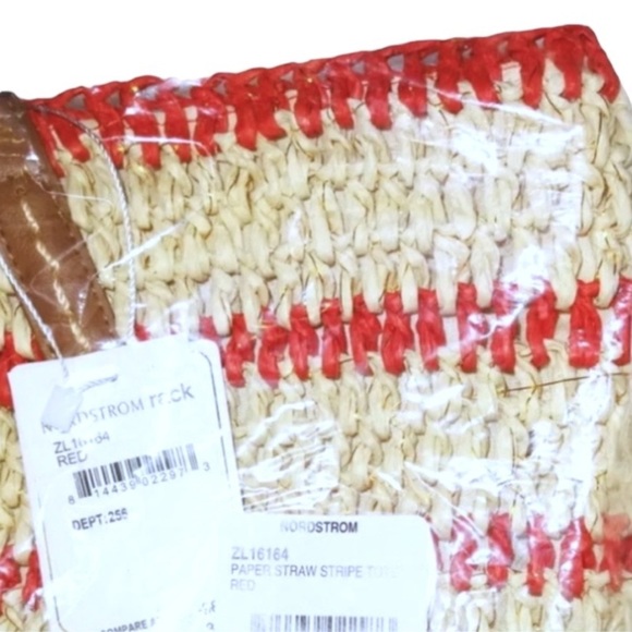 Straw Studios Stripe Pool Tote Beach Bag Colorful PomPoms Tassels Colorful NWT - Picture 5 of 7